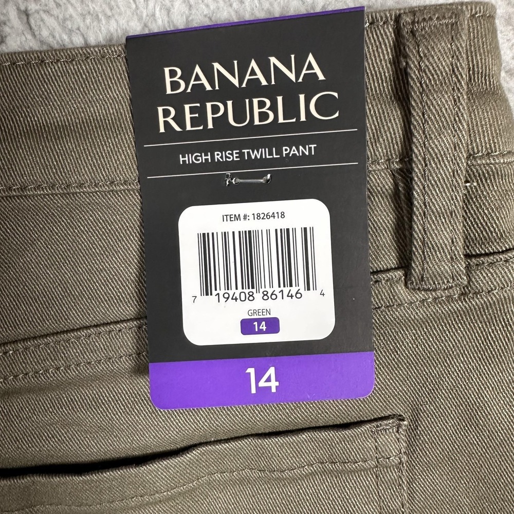 NWT Banana Republic Pants Womens 14 High Rise Twill Stretch Casual Cotton Blend - Picture 12 of 12